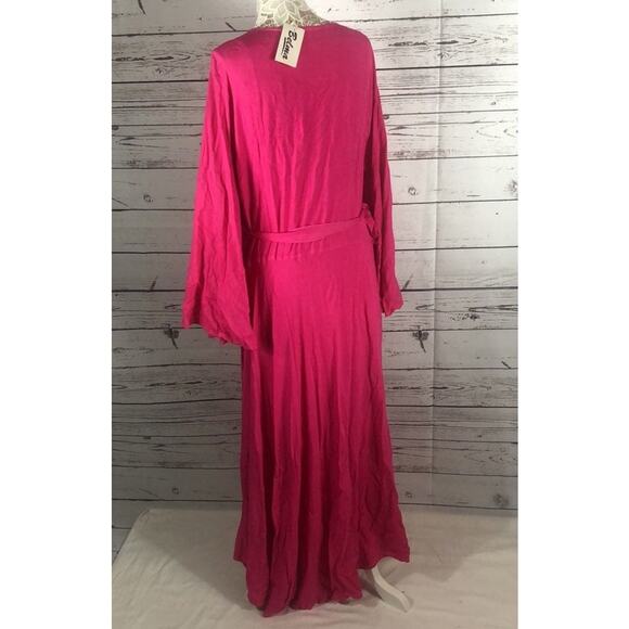 NWT Belma Vintage pink wrap long sleeved maxi dress one size plus - Picture 8 of 13